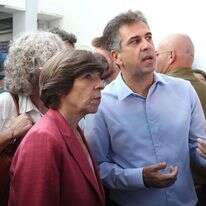 שרת החוץ הצרפתית קתרין קולונה  עם שר החוץ אלי כהן בסיור בבית החולים ברזילי באשקלון, הבוקר. | AFP