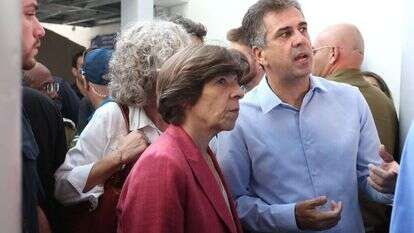 שרת החוץ הצרפתית קתרין קולונה  עם שר החוץ אלי כהן בסיור בבית החולים ברזילי באשקלון, הבוקר. | AFP