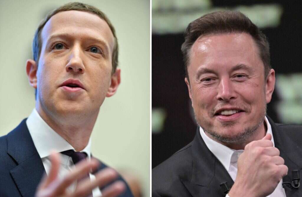 מרק צוקרברג, מנכ"ל פייסבוק ואילון מאסק, מנכ"ל טוויטר (X). | AFP