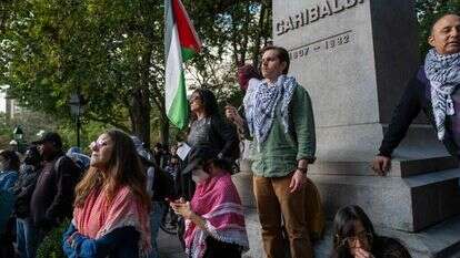 הפגנה של תומכי חמאס בניו-יורק. | AFP