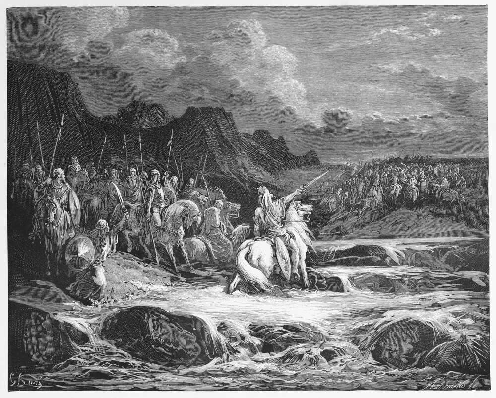 איור של מתתיהו מוביל את אחד מקרבות המקבים. שאטרסטוק