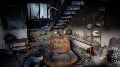 בית בקיבוץ בארי לאחר הטבח. | יונתן זינדל, פלאש 90