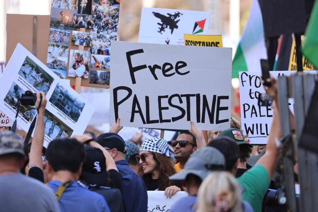 בסוף ההשוואות תמיד יחזרו. הפגנה נגד ישראל בלוס-אנג'לס. | AFP