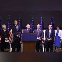 משלחת הסנאטורים בישראל. במרכז: לינדזי גרהם. | AFP