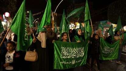 הפגנה של תומכי חמאס בחברון. | AFP