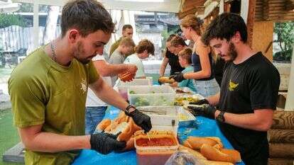 מתנדבים מכינים כריכים עבור אלפי חיילי המילואים המוצבים ברמת הגולן. | מיכאל גלעדי/פלאש90