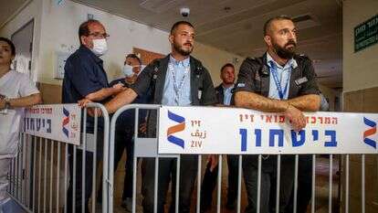 מאבטחים בבית החולים זיו בצפת, אילוסטרציה. | דוד כהן, פלאש 90