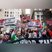 הפגנה של תומכי חמאס ביו יורק. | AFP