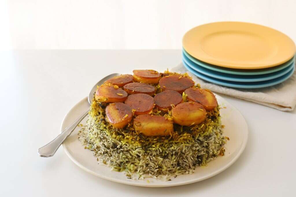 אורז פרסי ירוק עם תפוחי אדמה. | אפרת ליכטנשטט