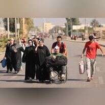 פלסטינים נמלטים לעבר דרום הרצועה. | AFP