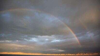 קשת בענן בשמיים מעוננים. | נועם רבקין פנטון/פלאש90