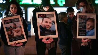 הפגנה למען השבת החטופים בצרפת. | AFP