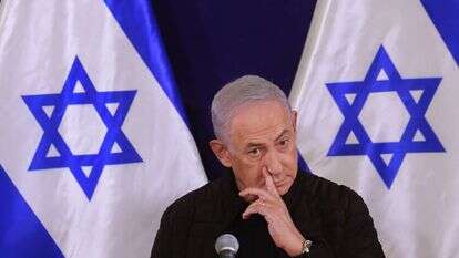 ראש הממשלה נתניהו במסיבת עיתונאים. | מרק ישראל סלם