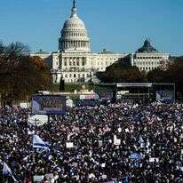 הפגנת ההמונים למען ישראל בוושינגטון, בשבוע שעבר. | אי.פי.איי