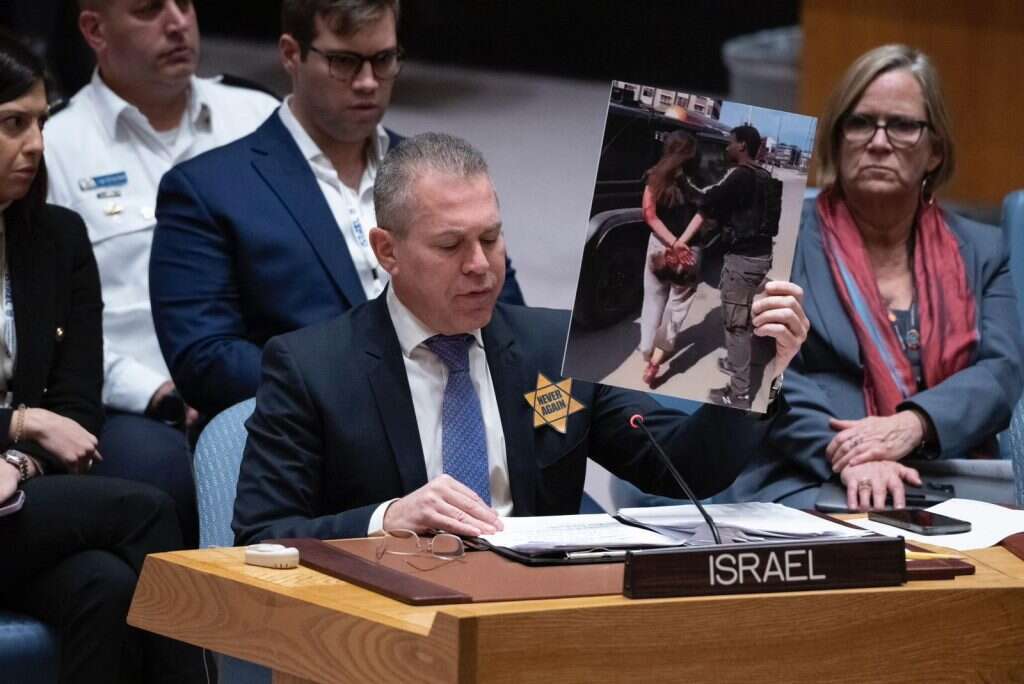 גלעד ארדן בדיון על הנשים בעזה. | ÜN photo/Evan Schneider