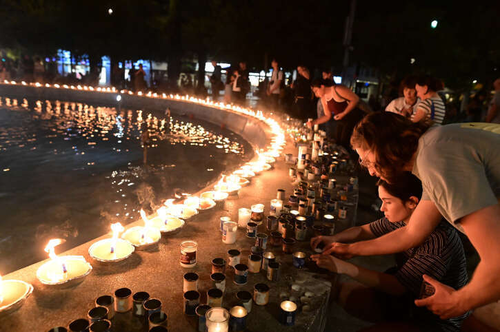 מיצב לזכר הנופלים בטבח ב-7 באוקטובר בתל-אביב. | תומר נויברג, פלאש 90
