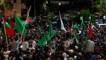 חגיגות שחרור המחבלים סמוך לרמאללה, נובמבר 2023. | AFP