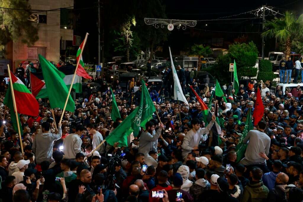 חגיגות שחרור המחבלים סמוך לרמאללה, נובמבר 2023. | AFP