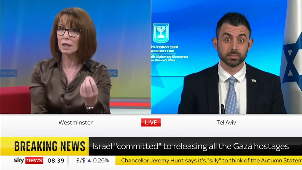 אילון לוי בריאיון המפורסם לרשת סקיי ניוז | צילום מסך