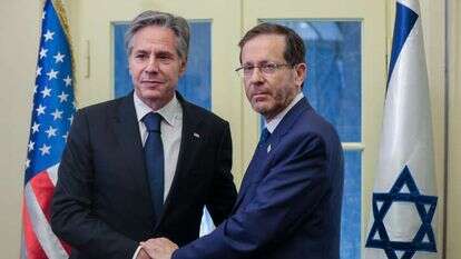 נשיא המדינה הרצוג ומזכיר ארה"ב בלינקן. | נועם רבקין, פלאש 90