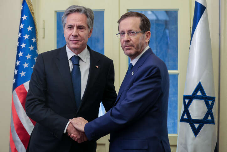 נשיא המדינה הרצוג ומזכיר ארה"ב בלינקן. | נועם רבקין, פלאש 90