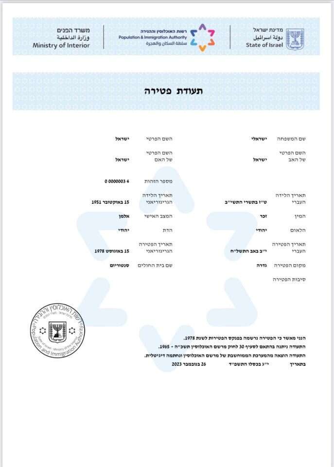 תעודת פטירה דיגיטלית, אילוסטרציה.