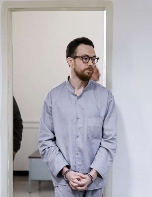 יוהאן פלודרוס בבית המשפט בטהרן, אתמול. | Amir Abbas Ghasemi/Mizan News Agency via AP