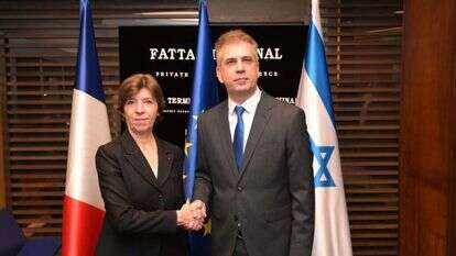 שרת החוץ של צרפת, קתרין קולונה, עם שר החוץ אלי כהן. | שלומי אמסלם, משרד החוץ