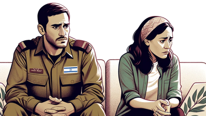 "הגבר חוזר הביתה משבועות ארוכים של לחימה ואין יכולת אפילו להתחבק". איור המחשה: Dall-e3