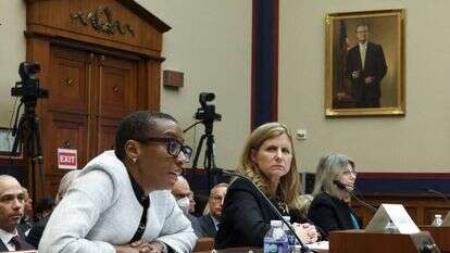 נשיאות אוניברסיטאות הרווארד, פנסילבניה ו־ MIT בעת השימוע בקונגרס. | איי.אף.פי