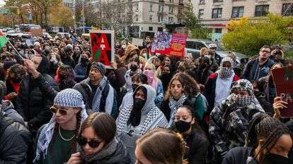 הפגנה פרו־פלסטינית באוניברסיטת קולומביה בניו־יורק. אילוסטרציה. | גטי אימג'ס