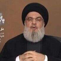 נסראללה בנאום. | מסך