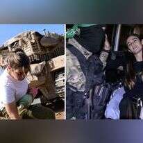 מימין: חטופה מועברת לאנשי הצלב האדום. | AFP. משמאל: לוחמת שריון בגבול הדרום. תומר נאומברג, פלאש 90