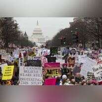 "נשים יהודיות נדרשו לבחור בין התמיכה שלהן בישראל ובין התמיכה בנשים". צעדת הנשים בוושינגטון, 2017. | איי.אף.פי