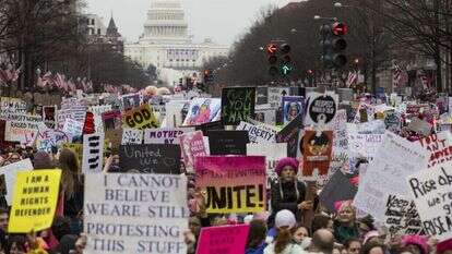 "נשים יהודיות נדרשו לבחור בין התמיכה שלהן בישראל ובין התמיכה בנשים". צעדת הנשים בוושינגטון, 2017. | איי.אף.פי