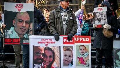 הפגנה למען החטופים בניו־יורק, בשבוע שעבר. | אריה לייב אברמס, פלאש 90