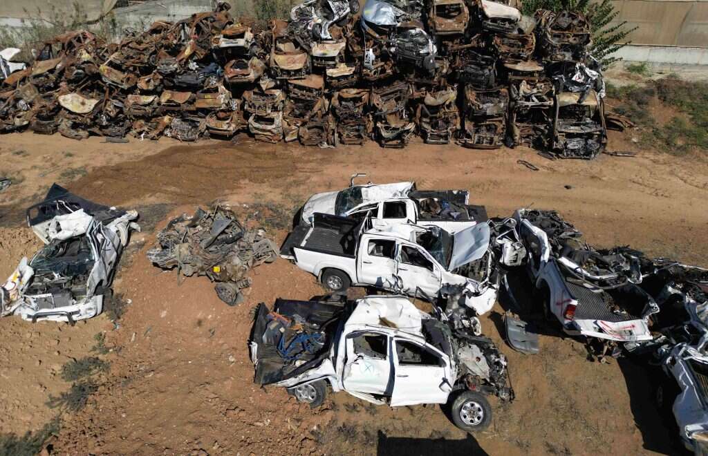 הסגירו שמדובר במלחמה. הטנדרים של מחבלי חמאס. | גטי אימג'ס