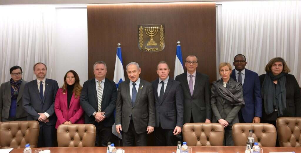 פגישת ראש הממשלה בנימין נתניהו עם משלחת שגרירים לאו״ם. | עמוס בן גרשום' לע"מ