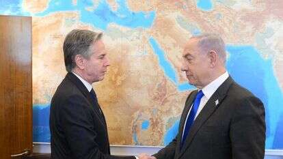 נתניהו עם מזכיר המדינה האמריקני אנתוני בלינקן, בתחילת פברואר. | עמוס בן־גרשום, לע"מ