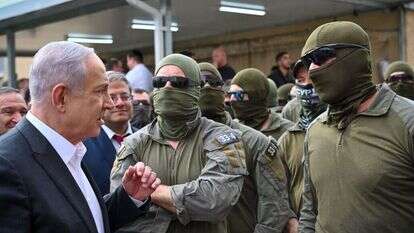 נתניהו עם לוחמי הימ"מ. | קובי גדעון /לע"מ