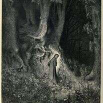 "דרכו של דנטה אובדת ביער". תחריט נחושת של גוסטב דורה