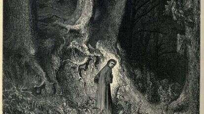 "דרכו של דנטה אובדת ביער". תחריט נחושת של גוסטב דורה