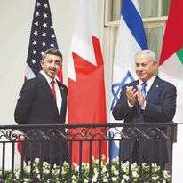 מיאוס מהסוגיה הפלסטינית. נתניהו ובן זאיד בחתימה על "הסכמי אברהם" בבית הלבן, ספטמבר 2020. | אי.פי.איי