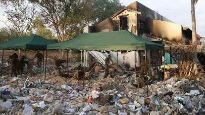 הריסות בקיבוץ בארי. | AFP