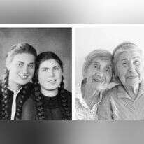 האחיות ברכה וקטקה לפני המלחמה ובשנות השמונים לחייהן. | באדיבות טום ארטון, מתוך הספר