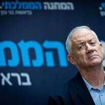 בני גנץ במסיבת העיתונאים של המחנה הממלכתי. | חיים גולדברג - פלאש 90