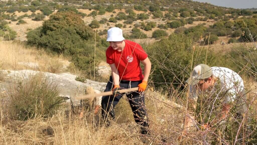 עבודת בני ובנות נוער בחפירות בחוקוק. | אמיל אלג'ם, רשות העתיקות