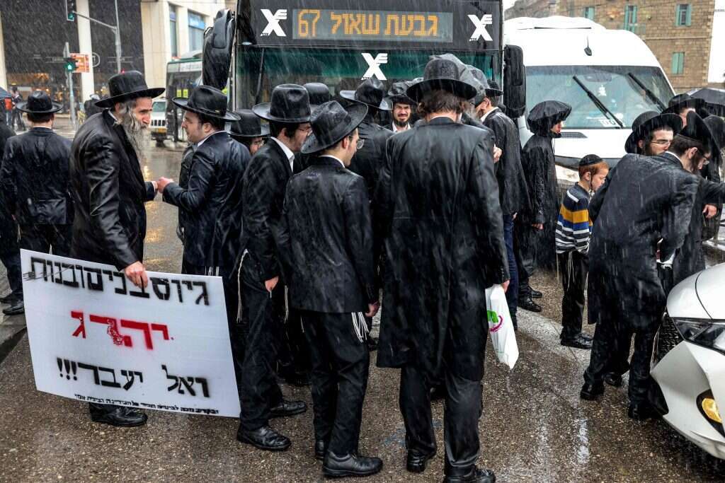 הפגנות חרדים נגד גיוס לצה"ל. | AFP