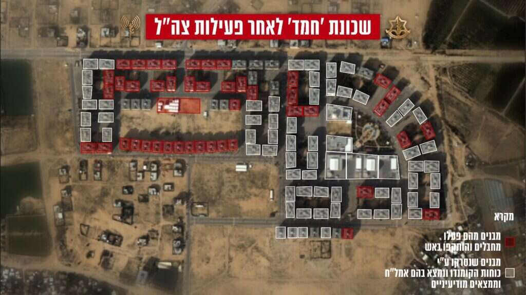 אינפוגרפיקה המציגה את סריקת האיתורים בשכונת 'חמד': | וסימון: דובר צה"ל אינפוגרפיקה המציגה את סריקת האיתורים בשכונת 'חמד': | וסימון: דובר צה"ל