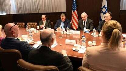 ראש הממשלה נתניהו בפגישתו עם משלחת חברי הקונגרס האמריקנים, היום. | חיים צח / לע"מ